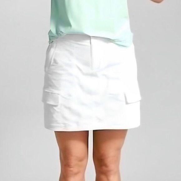 Athleta White Cargo Mini Skirt Button Closure Size 14 - Picture 1 of 10